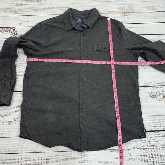 Vineyard Vines Men’s Large Speckled Charcoal Gray Long Sleeve Button Down Shirt - Picture 8 of 9